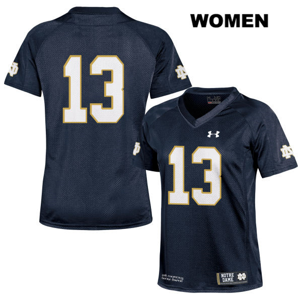 Women's NCAA Notre Dame Fighting Irish #13 Lawrence Keys III Stitched College Under Armour Authentic Navy No Name Football Jersey AS10M06MH